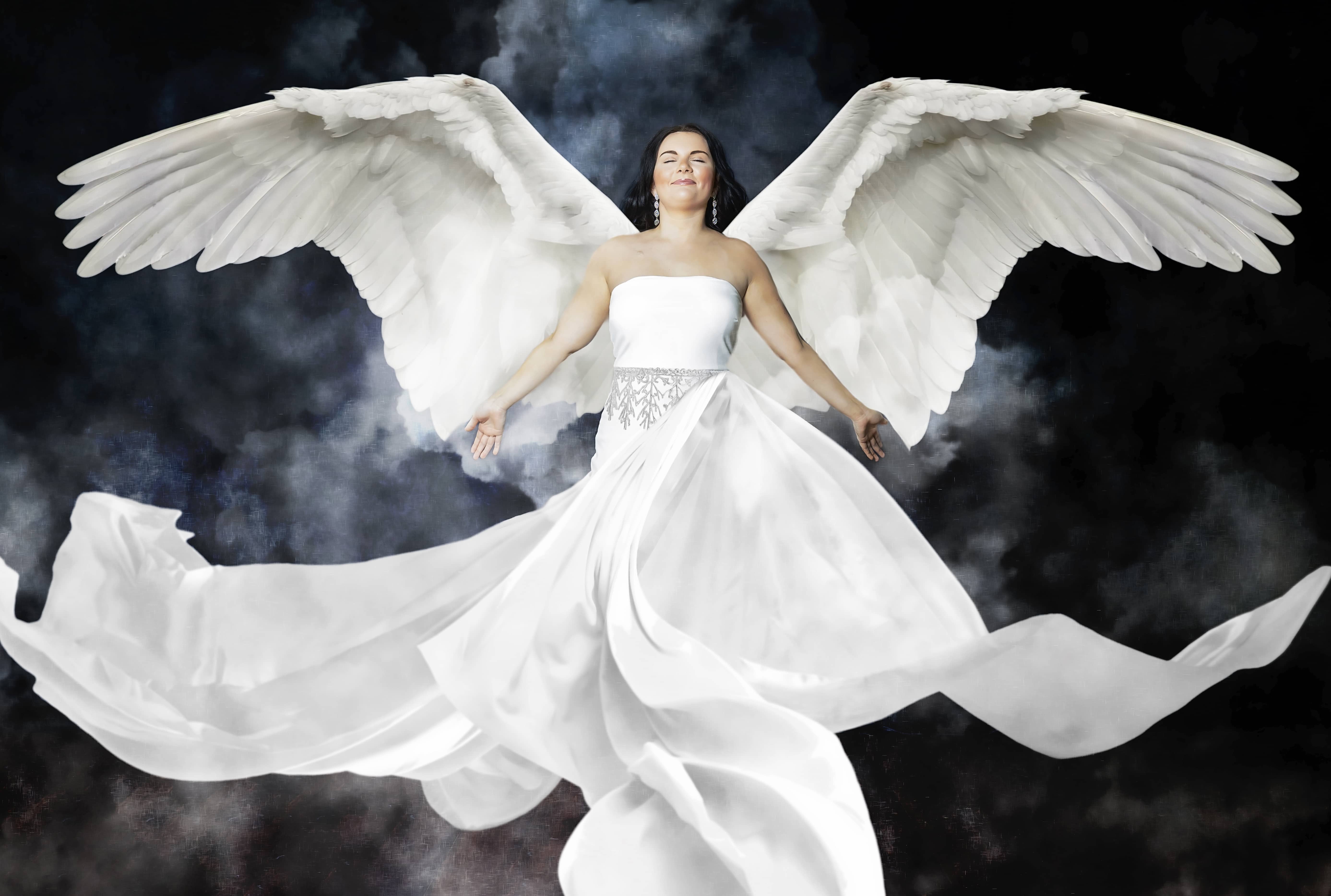 Woman in an angel costume